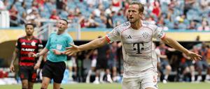 Harry Kane vom FC Bayern München bejubelt sein zweites Tor gegen CR Flamengo bei der Club-WM.