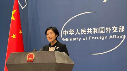 Mao Ning, Sprecherin des chinesischen Außenministeriums, auf einer Pressekonferenz in Peking.