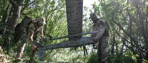 Eine Aufklärungsdrohne der ukrainischen Armee in Saporischschja.