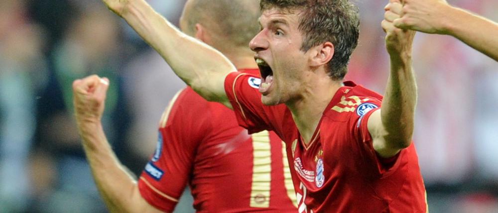 Thomas Müller jubelt über sein Tor zum 1:0 im Champions-League-Finale 2012 gegen Chelsea.