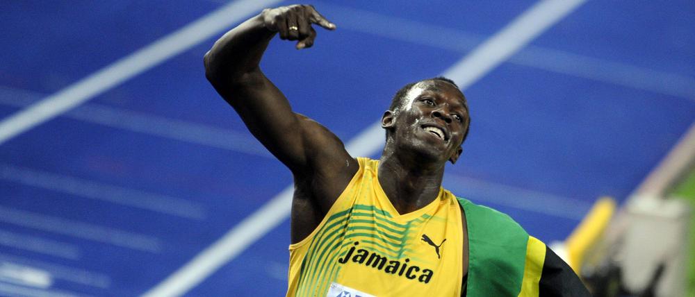 Usain Bolt nach seinem Weltrekord 2009 in Berlin.