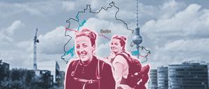 Die Tagesspiegel-Redakteurinnen Franziska Apfel (r.) und Constanze Nauhaus wollen 63 Kilometer an einem Tag durch Berlin wandern. Schaffen sie das?