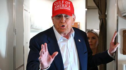 US President Donald Trump speaks with the press on board Air Force One as he travels from Ochopee, Florida to Joint Base Andrews, Maryland on July 1, 2025. President Trump visited a migrant detention center in a reptile-infested Florida swamp dubbed "Alligator Alcatraz." Trump will attend the opening of the 5,000-bed facility -- located at an abandoned airfield in the Everglades wetlands -- part of his expansion of deportations of undocumented migrants, his spokeswoman said. (Photo by ANDREW CABALLERO-REYNOLDS / AFP)