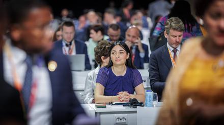 Entwicklungsministerin Reem Alabali-Radovan (SPD) Ende Juni auf einer UN-Konferenz in Sevilla. Sie hat weniger Geld zur Verfügung, gewinnt relativ gesehen aber global an Einfluss.