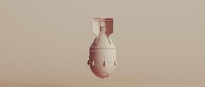 Atomic bomb bomb nuke thermonuclear warhead neutral backgrounds soft tones beige brown background 3d illustration render digital rendering
