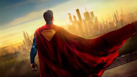 David Corenswet auf einem Plakat für den neuen Superman-Film.