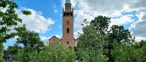 Vor der St. Matthäus-Kirche am Kulturforum lädt eine grüne Oase mit Bäumen aus der Baumschule zum Verweilen ein.