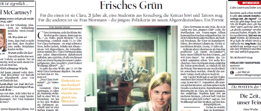 Die Seite "werbinich" damals im Tagesspiegel 2006.