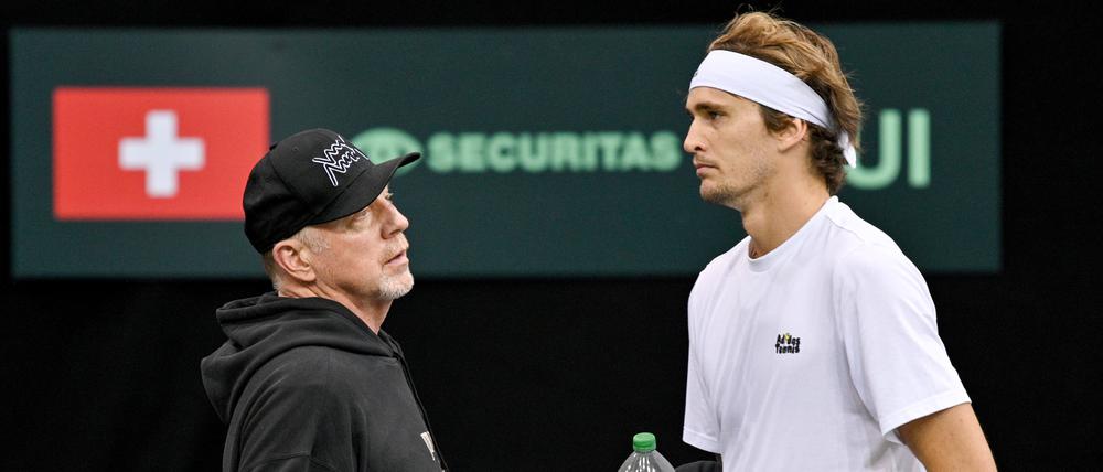 Boris Becker (links) und Alexander Zverev, der in Wimbledon schon in der ersten Runde ausgeschieden ist.