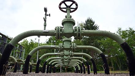 Blick auf technische Anlagen des Untergrundspeichers (UGS) Allmenhausen der Thüringer Energie Speichergesellschaft. 