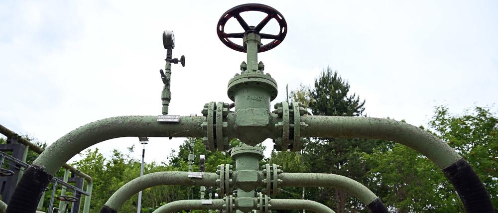Blick auf technische Anlagen des Untergrundspeichers (UGS) Allmenhausen der Thüringer Energie Speichergesellschaft.