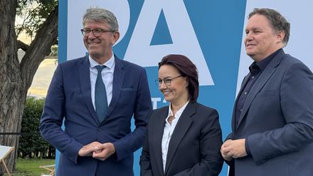 Neuer Schwung für die Filmbranche: Wolfgang Weimer, Michelle Müntefering und Carsten Brosda beim Fest der Produktionsallianz im Tipi.