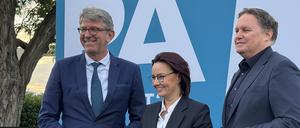 Neuer Schwung für die Filmbranche: Wolfgang Weimer, Michelle Müntefering und Carsten Brosda beim Fest der Produktionsallianz im Tipi.