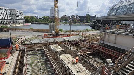 Blick auf die S21-Baustelle am Berliner Hauptbahnhof.