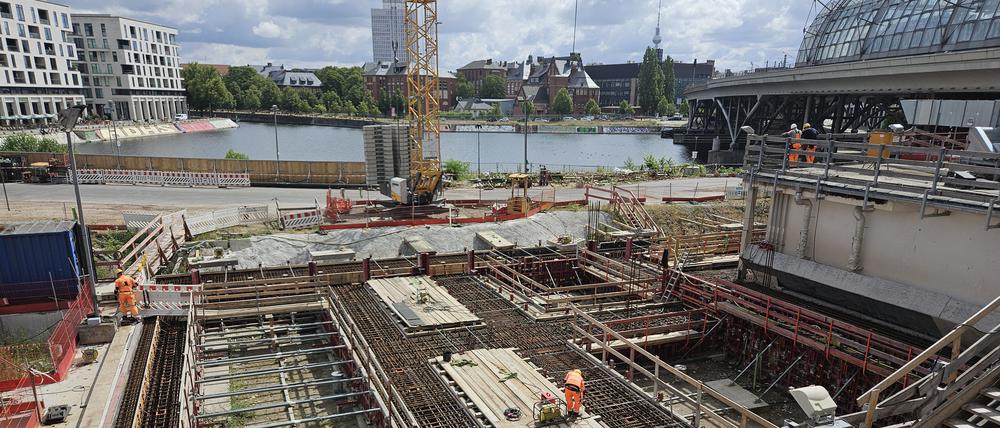 Blick auf die S21-Baustelle am Berliner Hauptbahnhof.