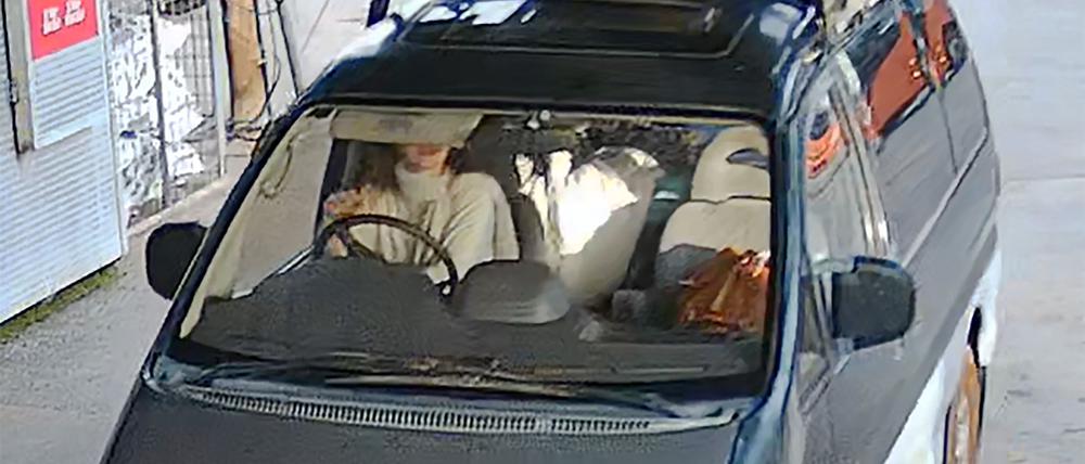 Das Bild zeig Carolina Wilga in ihrem Auto.