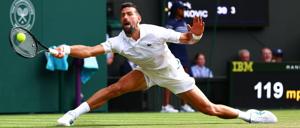 Novak Djokovic im Viertelfinale von Wimbledon.