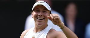 Amanda Anisimova feiert ihren Finaleinzug in Wimbledon