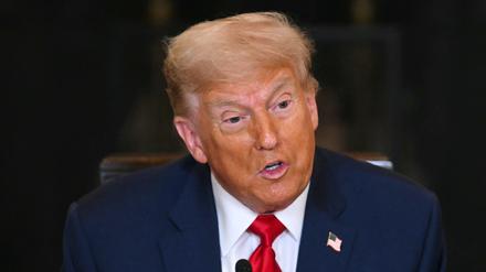 US-Präsident Donald Trump spricht während eines multilateralen Mittagessens mit afrikanischen Staatsführern im State Dining Room des Weißen Hauses in Washington, DC, am 9. Juli 2025.