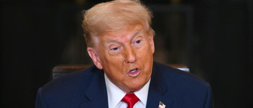 US-Präsident Donald Trump spricht während eines multilateralen Mittagessens mit afrikanischen Staatsführern im State Dining Room des Weißen Hauses in Washington, DC, am 9. Juli 2025.