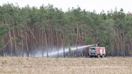 Ausreichend Regen hat die Löscharbeiten beim Waldbrand in der Gohrischheide auf die Zielgerade gebracht. 
