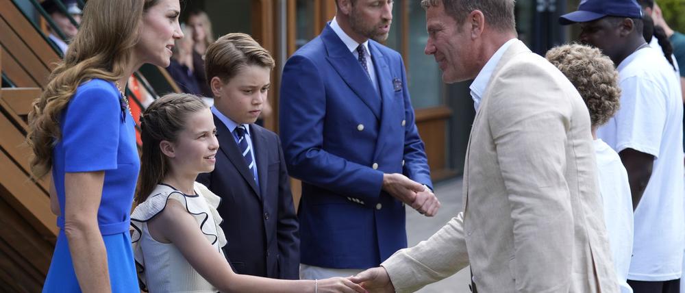 Kate und William werden beim Wimbledon-Finale von ihren Kindern George und Charlotte begleitet.