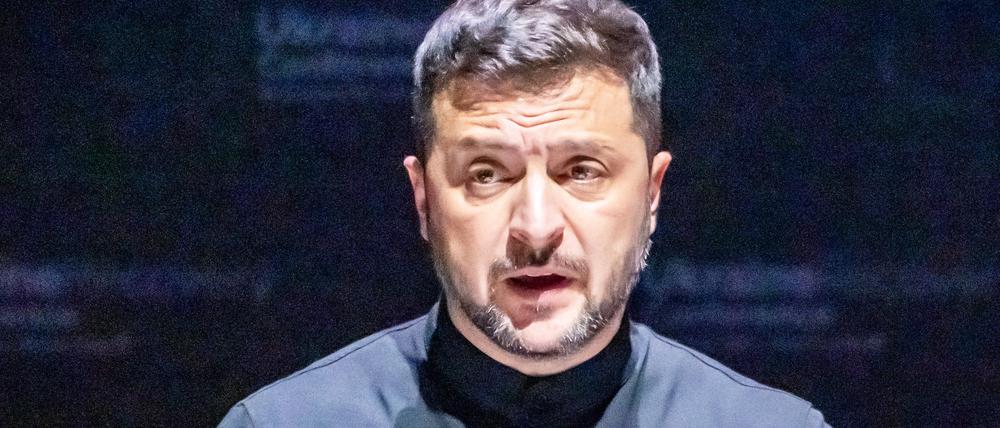 Wolodymyr Selenskyj, Präsident der Ukraine, spricht bei der Wiederaufbaukonferenz für die Ukraine. 