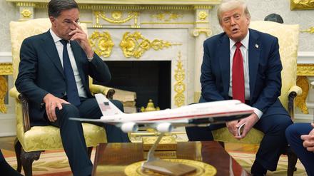 US-Präsident Trump droht russischen Handelspartnern mit 100-Prozent-Zöllen bei einem Treffen mit Nato-Generalsekretär Rutte.