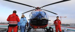 Rettungshubschrauber im Unfallkrankenhaus Berlin in Marzahn im Jahr 2018.