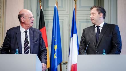 Klingbeil und Lombard berieten sich unter anderem zum Zollkonflikt mit den USA. 