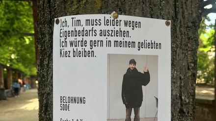 Einer von vielen: Tim Rosenbaum hat fast 100 Zettel mit seinem Gesicht in Berlin-Mitte und im Prenzlauer Berg aufgehängt.
