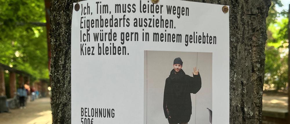 Einer von vielen: Tim Rosenbaum hat fast 100 Zettel mit seinem Gesicht in Berlin-Mitte und im Prenzlauer Berg aufgehängt.