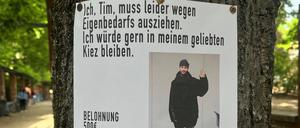 Einer von vielen: Tim Rosenbaum hat fast 100 Zettel mit seinem Gesicht in Berlin-Mitte und im Prenzlauer Berg aufgehängt.