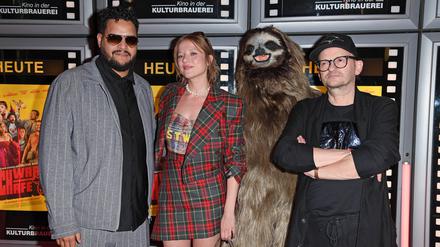 Yasin El Harrouk, Jella Haase, Milan Peschel bei der „#SchwarzeSchafe“-Premiere im Kino in der Kulturbrauerei.