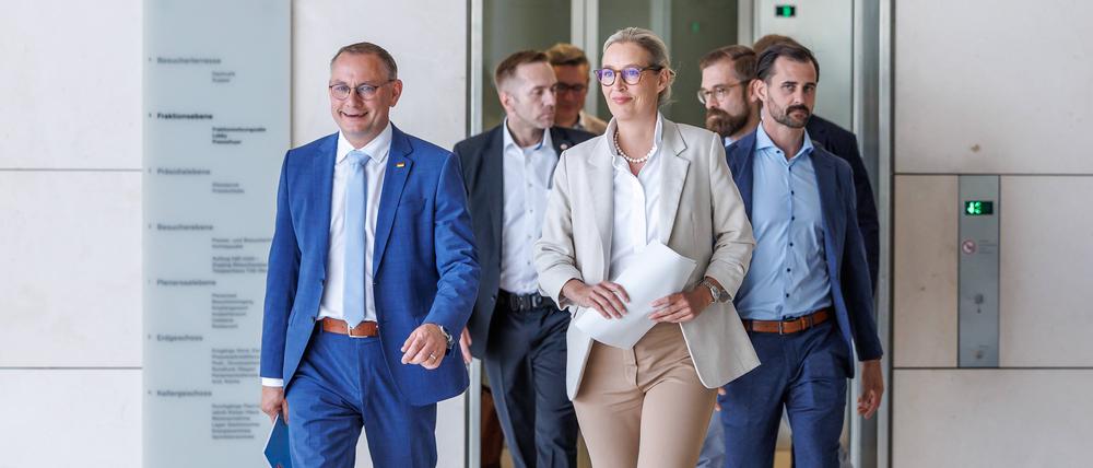 AfD-Fraktionsspitze Alice Weidel und Tino Chrupalla.
