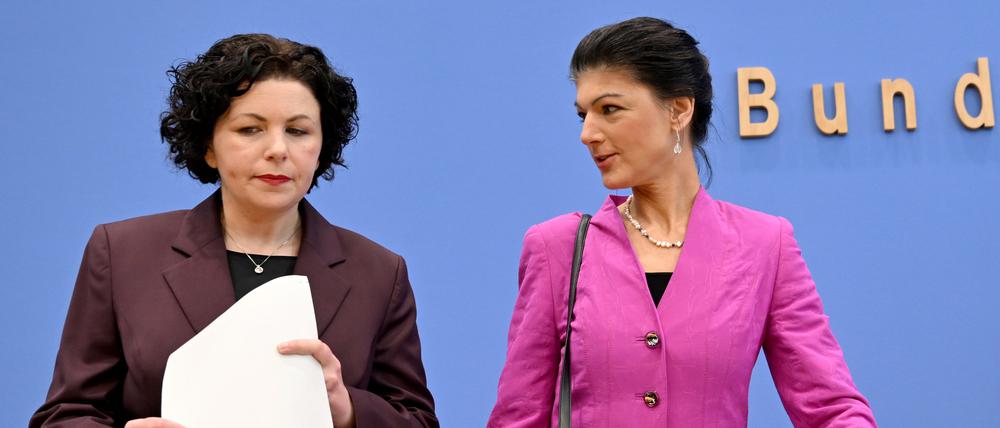 Die Co-Vorsitzenden des BSW, Amira Mohamed Ali (l.) und Sahra Wagenknecht