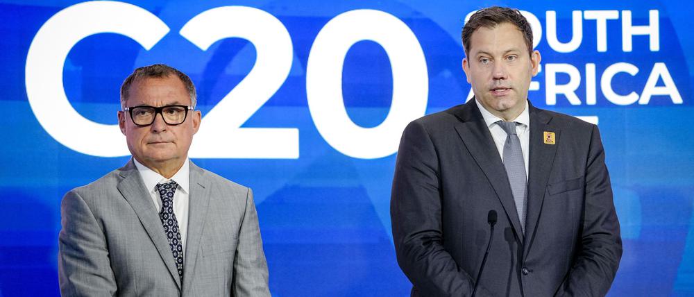 Nagel und Klingbeil beim Treffen der G20 in Südafrika.