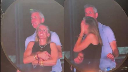 Die „Kiss-Cam“ hatte die beiden entdeckt.