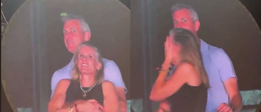Die „Kiss-Cam“ hatte die beiden entdeckt.