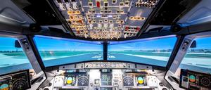 Simulationscockpit (Airbus A320) unbemannt.