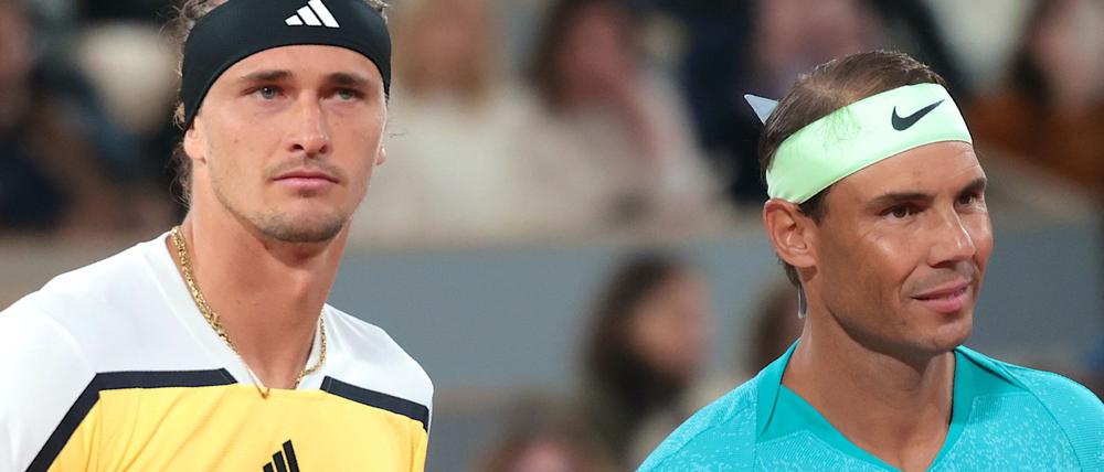 Alexander Zverev (l) bedankt sich für die Zusammenarbeit bei Rafael Nadal.