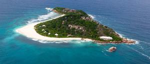 Luftaufnahme von Cousine Island auf den Seychellen. Die erste Insel die Makler Farhad Vladi verkauft hat.
