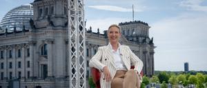 Die AfD-Vorsitzende Alice Weidel beim Interview mit der ARD. 