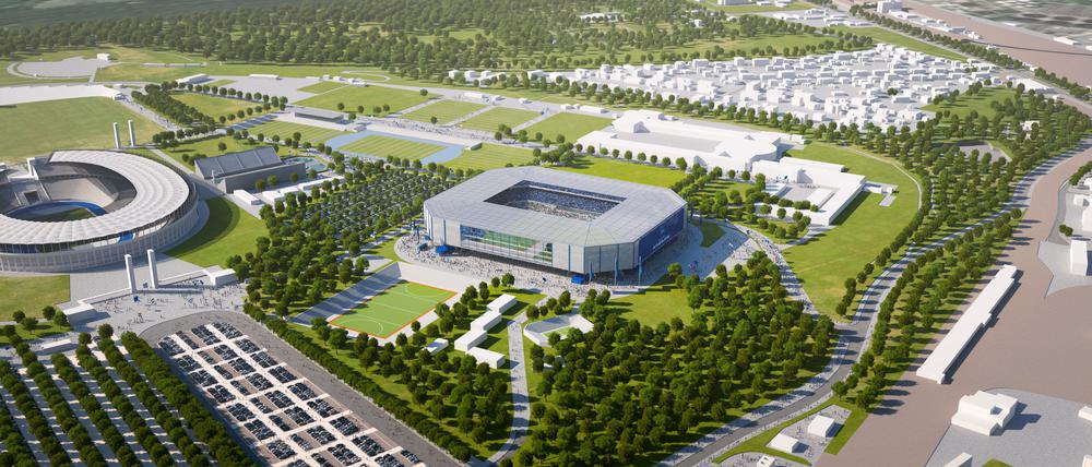 So hätte es aussehen sollen. Ursprünglich wollte Hertha BSC in der Nähe der U-Bahn-Station Olympiastadion das neue Stadion bauen. 