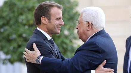  Emmanuel Macron und Palästinenserpräsident Abbas