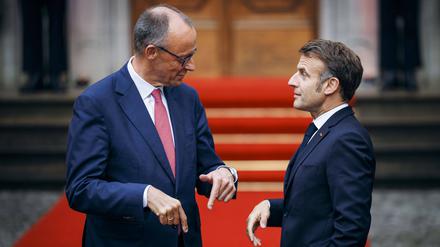 Frankreichs Präsident Emmanuel Macron bei seinem ersten Deutschlandbesuch am Mittwoch in der Villa Borsig in Berlin.