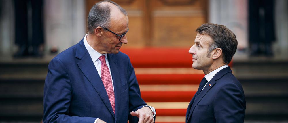 Frankreichs Präsident Emmanuel Macron bei seinem ersten Deutschlandbesuch am Mittwoch in der Villa Borsig in Berlin.