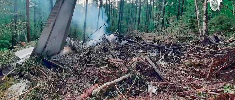 Überreste der abgestürzten An-24 mitten in der Taiga.
