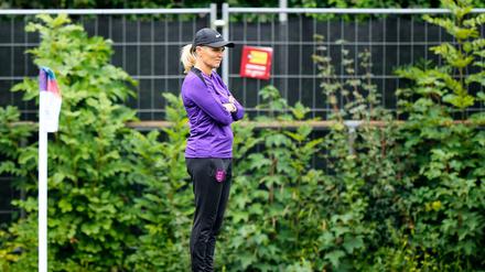 England-Trainerin Sarina Wiegman beim Abschlusstraining vor dem Finale.  