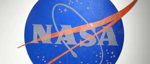 Das Logo der US-Raumfahrtbehörde Nasa ist auf der Edwards Air Force Base in Kalifornien zu sehen.